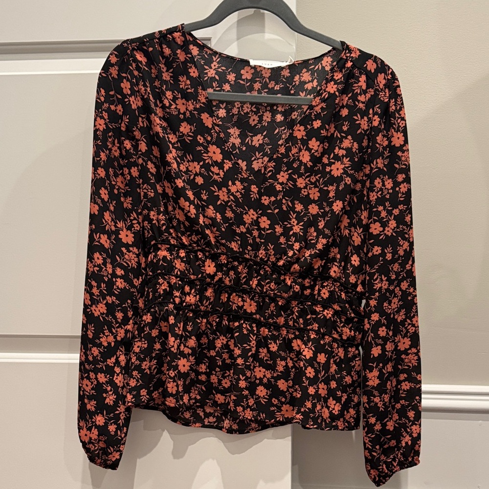 Lush Black and Red Floral Blouse M